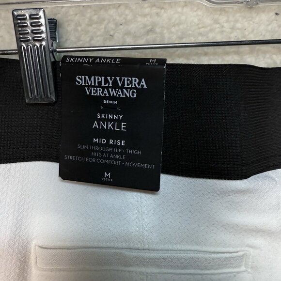 Simply Vera Vera Wang Skinny Ankle Mid Rise Pants Medium Petite White Stretch - Picture 3 of 8